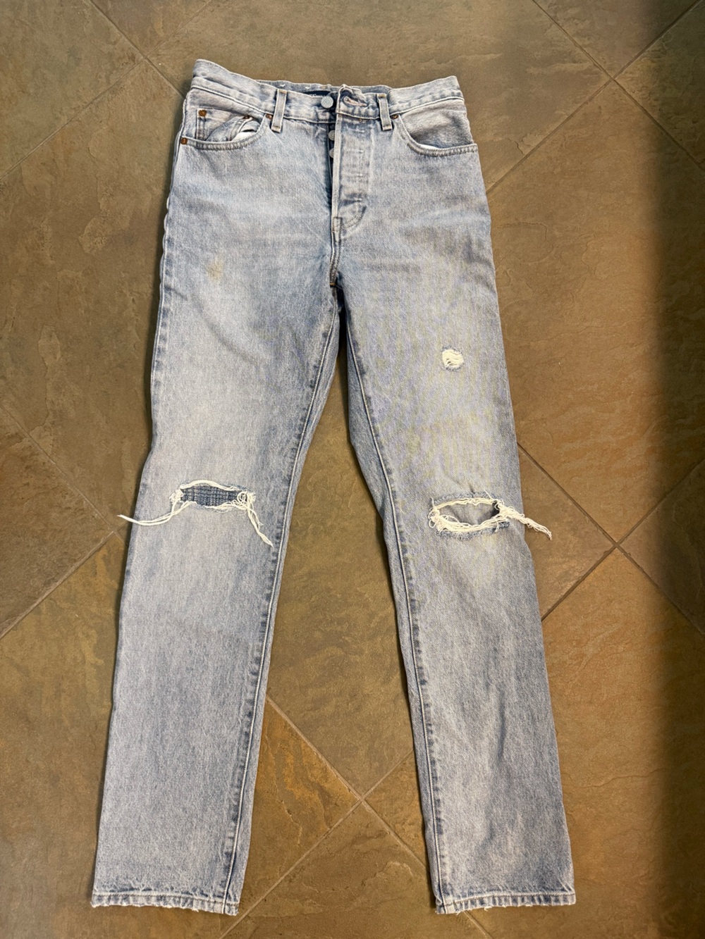 Levi's Light Blue Ripped Straight Jeans